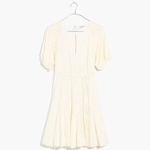 Madewell cream eyelet embroidered tassel mini dress 10